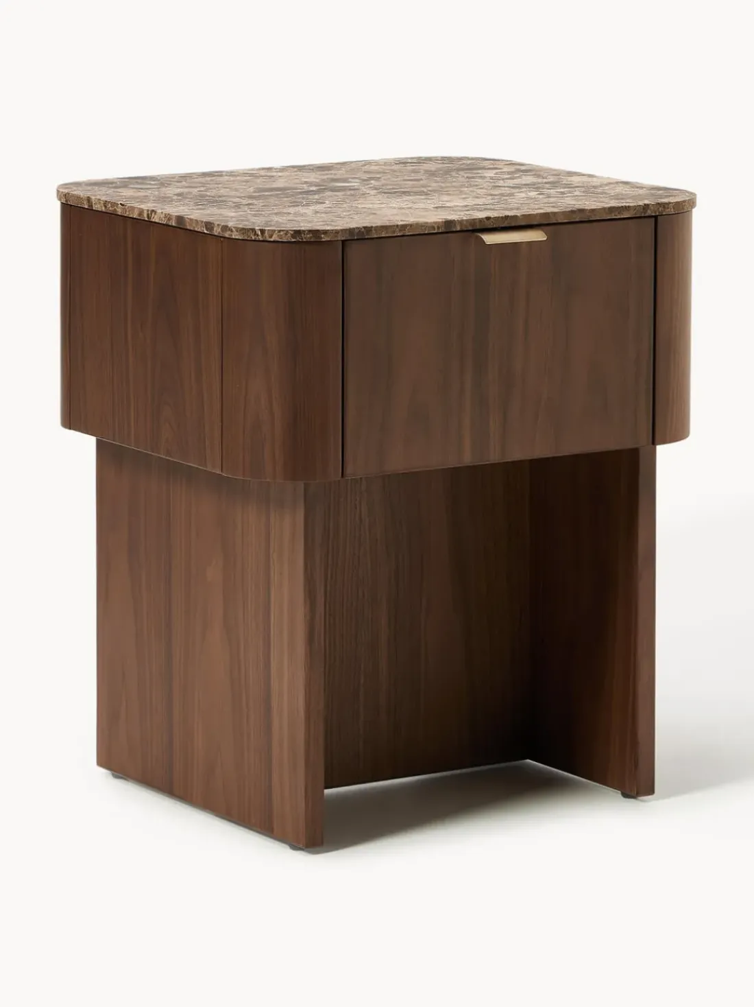 Mesita de noche de madera con tablero de mármol Zumi