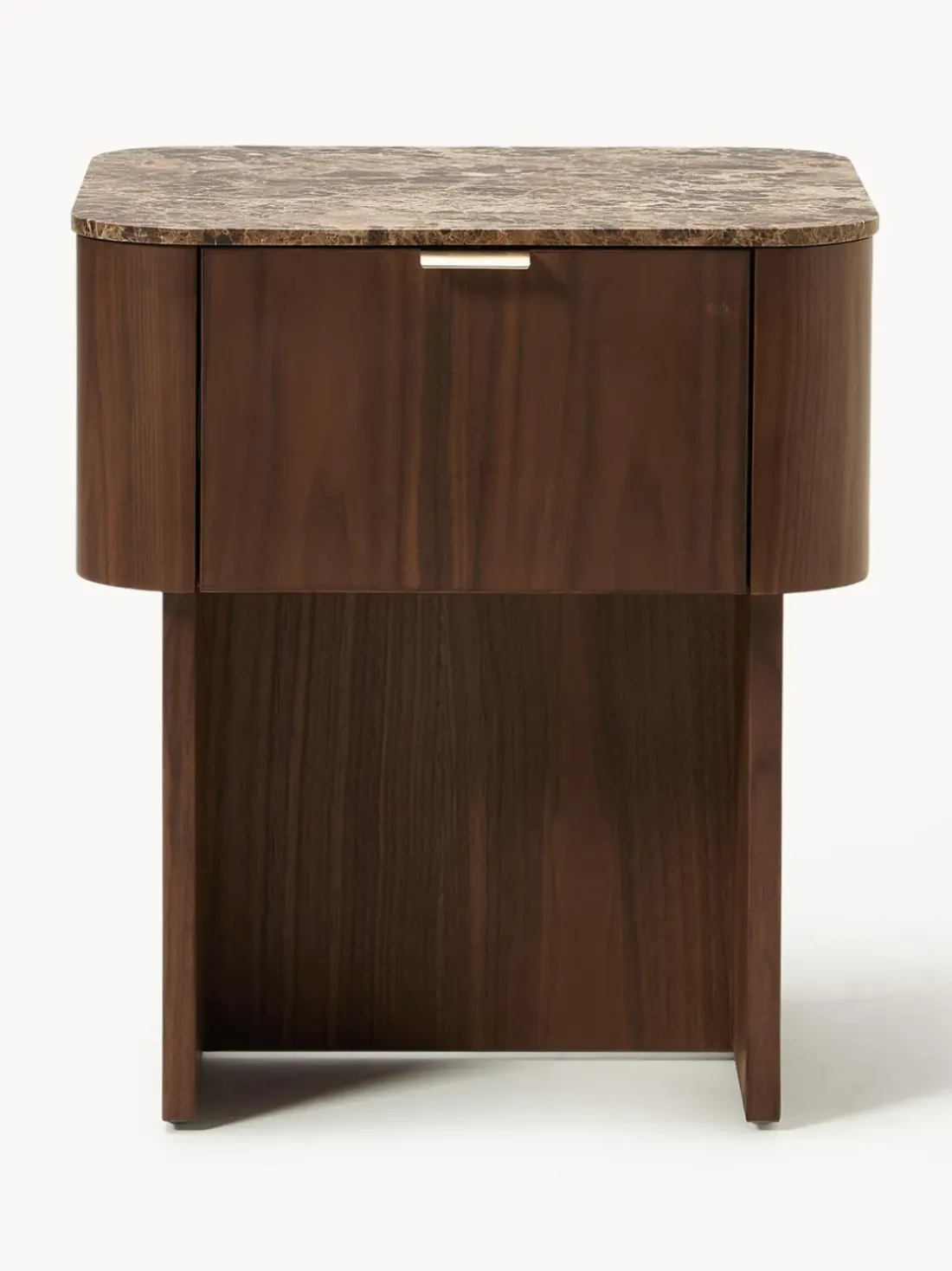 Mesita de noche de madera con tablero de mármol Zumi