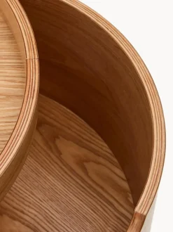 Mesita de noche redonda de madera de eucalipto con espacio de almacenamiento Octavia