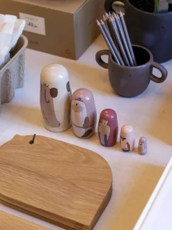 Muñecos nido de madera Schima Superba, 5 uds.