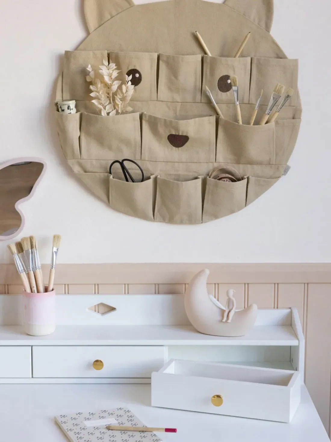 Organizador de pared de algodón ecológico Bear