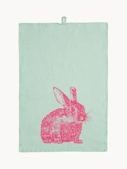 Paño de cocina de lino artesanal Wild Rabbit