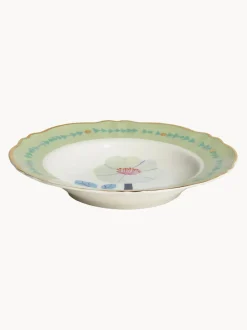 Plato hondo artesanal de porcelana Hibiscus