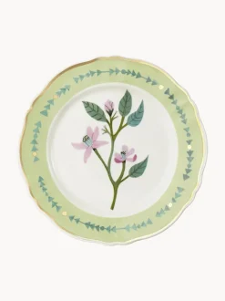 Plato llano artesanal de porcelana Clematis