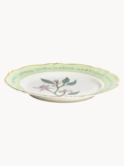Plato llano artesanal de porcelana Clematis