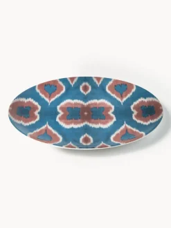 Plato llano artesanal de porcelana Ikat