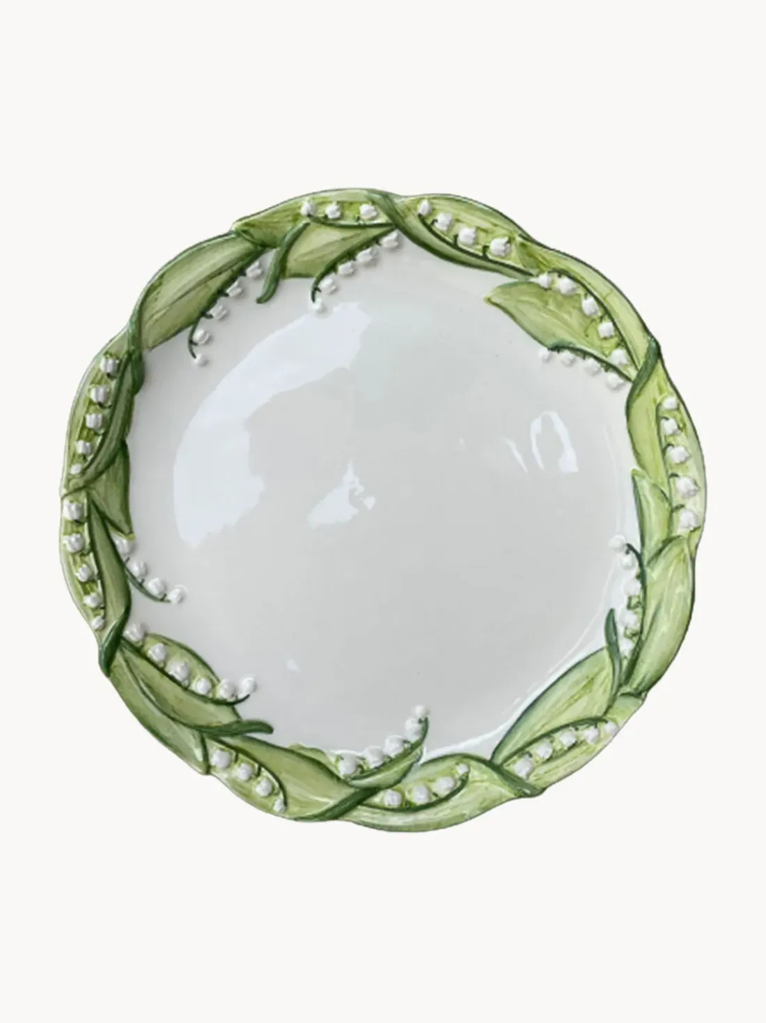 Plato llano pintado a mano Lily of the Valley