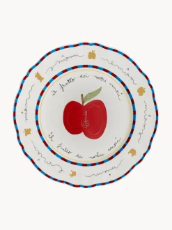 Plato postre artesanal de porcelana Apple