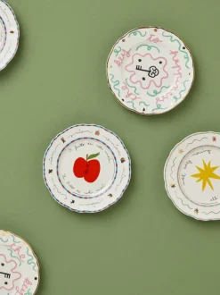 Plato postre artesanal de porcelana Apple