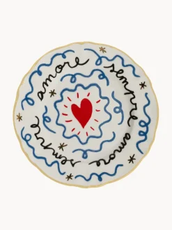 Plato postre artesanal de porcelana Heart