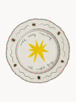 Plato postre artesanal de porcelana Star