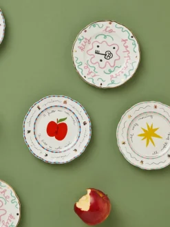 Plato postre artesanal de porcelana Star