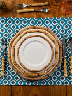 Plato postre pintado a mano Bamboo