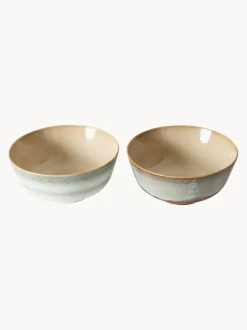 Platos hondos artesanales con esmalte reactivo 70's, 2 uds.