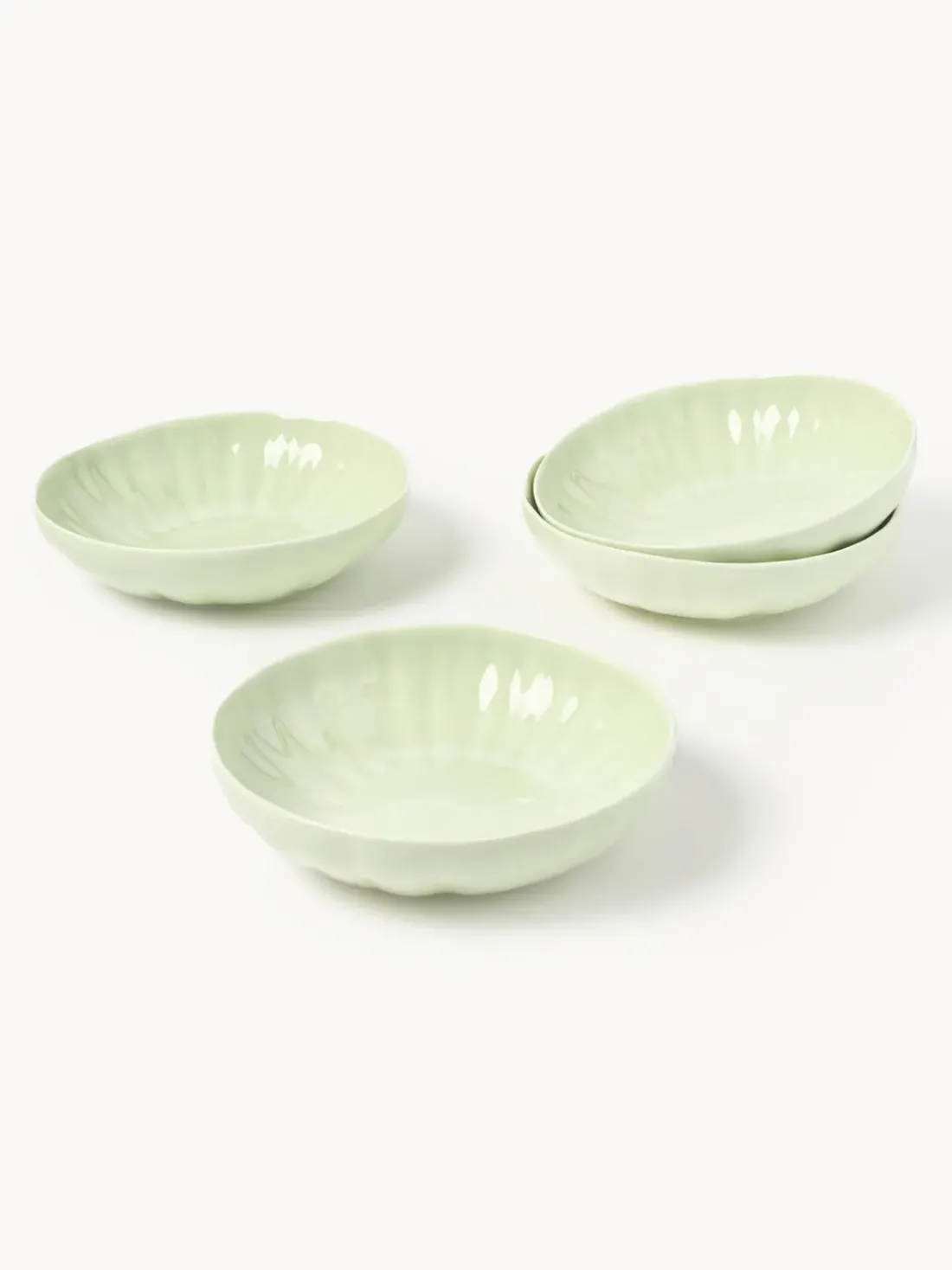 Platos hondos de porcelana con relieves Sali, 4 uds.