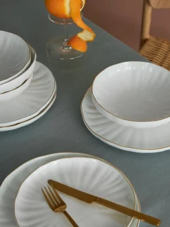 Platos hondos de porcelana con relieves Sali, 2 uds.