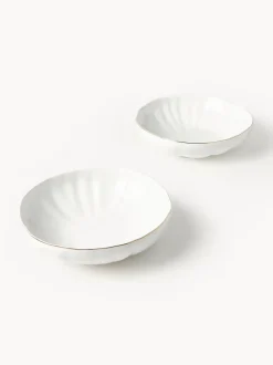 Platos hondos de porcelana con relieves Sali, 2 uds.