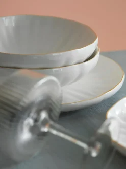 Platos hondos de porcelana con relieves Sali, 2 uds.