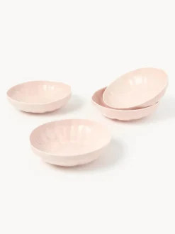 Platos hondos de porcelana con relieves Sali, 4 uds.