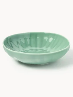 Platos hondos de porcelana con relieves Sali, 4 uds.