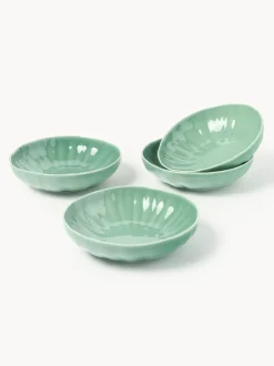 Platos hondos de porcelana con relieves Sali, 4 uds.