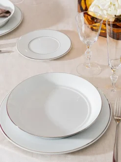 Platos hondos de porcelana con borde platino pintado a mano Vitruv, 2 uds.