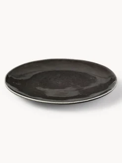 Platos llanos artesanales Nordic Coal, 4 uds.