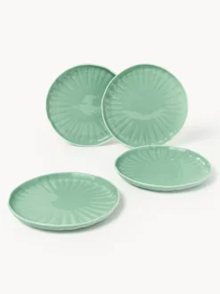 Platos llanos de porcelana con relieves Sali, 4 uds.