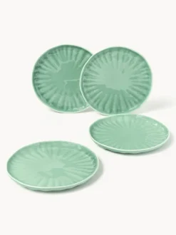 Platos postre de porcelana con relieves Sali, 4 uds.