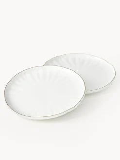 Platos postre de porcelana con relieves Sali, 2 uds.