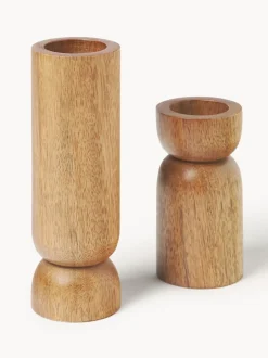 Portavelas de madera de mango Matti, 2 uds.