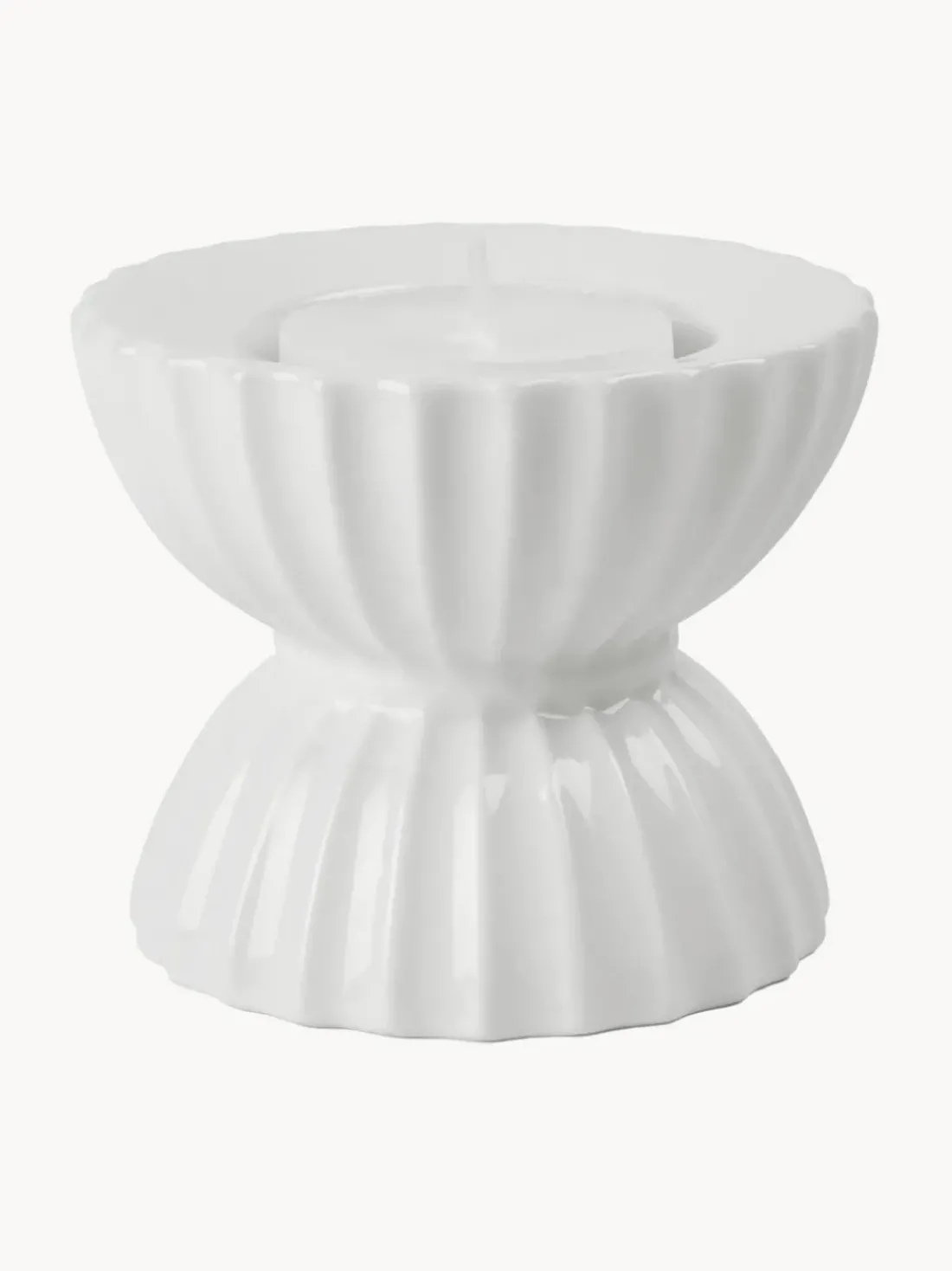 Portavelas de porcelana con relieves Tura