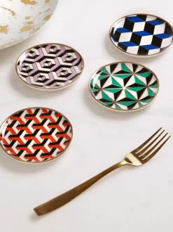 Posavasos de porcelana con acabado dorado Versailles, 4 uds.