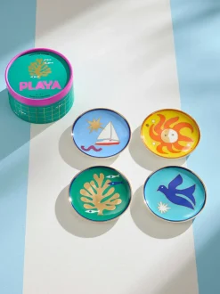 Posavasos de porcelana Playa, 4 uds.