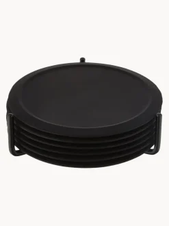 Posavasos de silicona con soporte Plain, 6 uds.