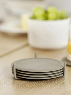 Posavasos de silicona con soporte Plain, 6 uds.
