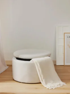 Puf grande tapizado con espacio de almacenamiento Alida