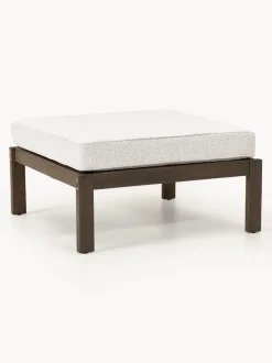 Puf reposapiés de jardín en tejido bouclé de madera de acacia Bo