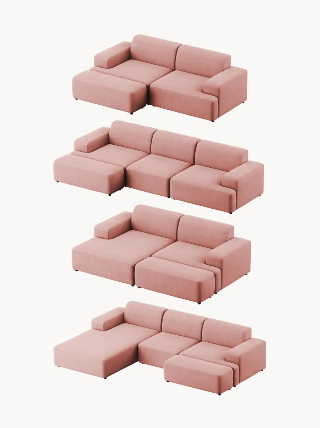 Puf reposapiés de pana grande Melva, 116 x 42 cm