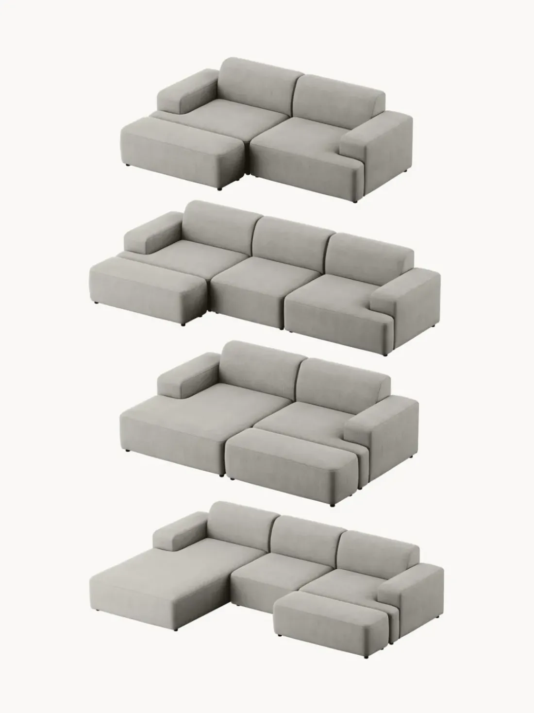 Puf reposapiés de pana grande Melva, 116 x 42 cm