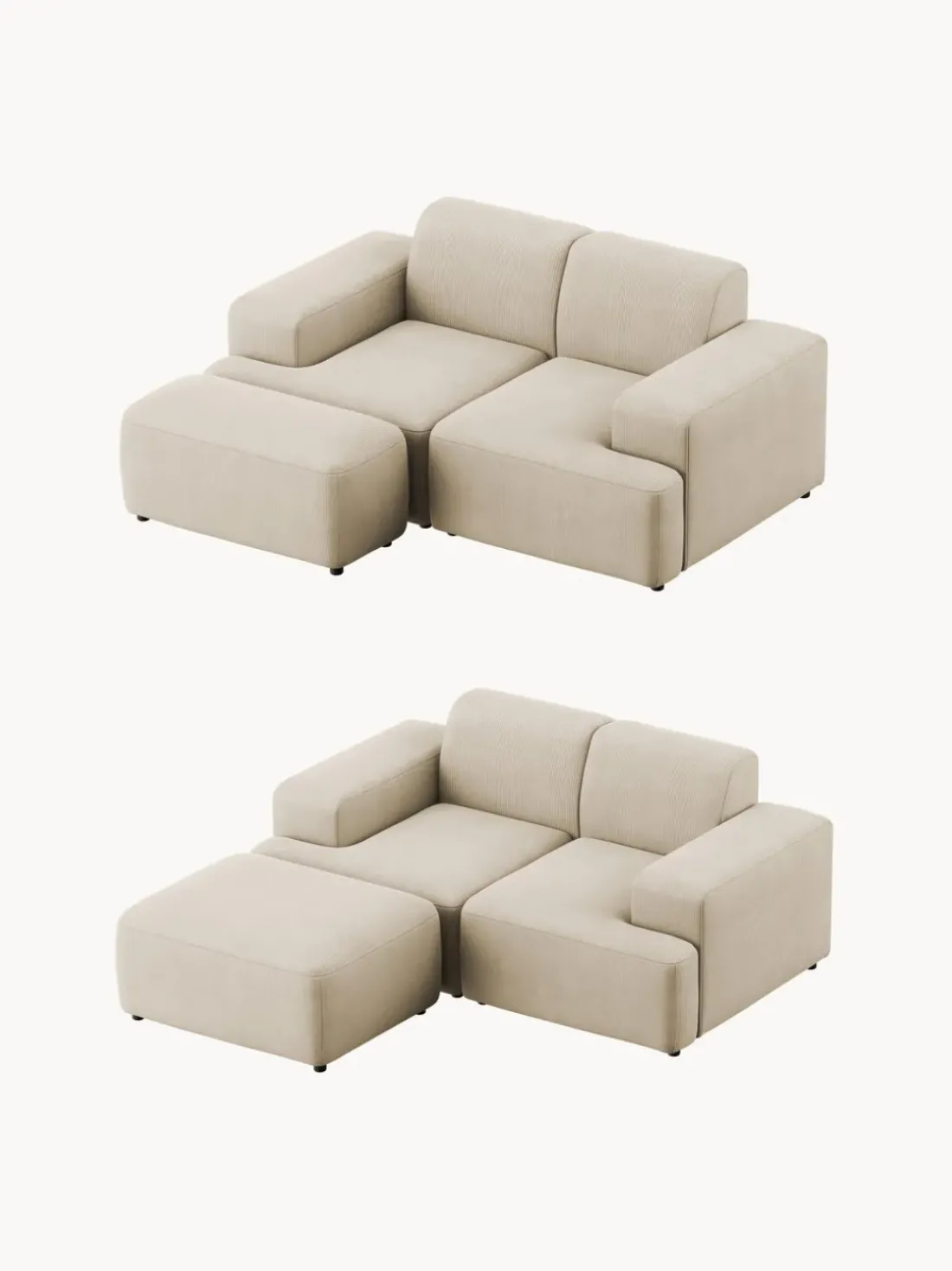 Puf reposapiés de pana Melva, An 99 x F 72 cm
