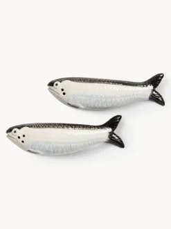 Salero y pimentero artesanales de dolomita Sardine, 2 uds.