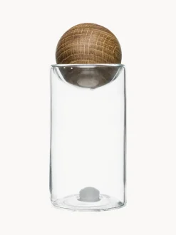 Salero y pimentero de vidrio soplado con tapadera de madera Eden, 2 uds.