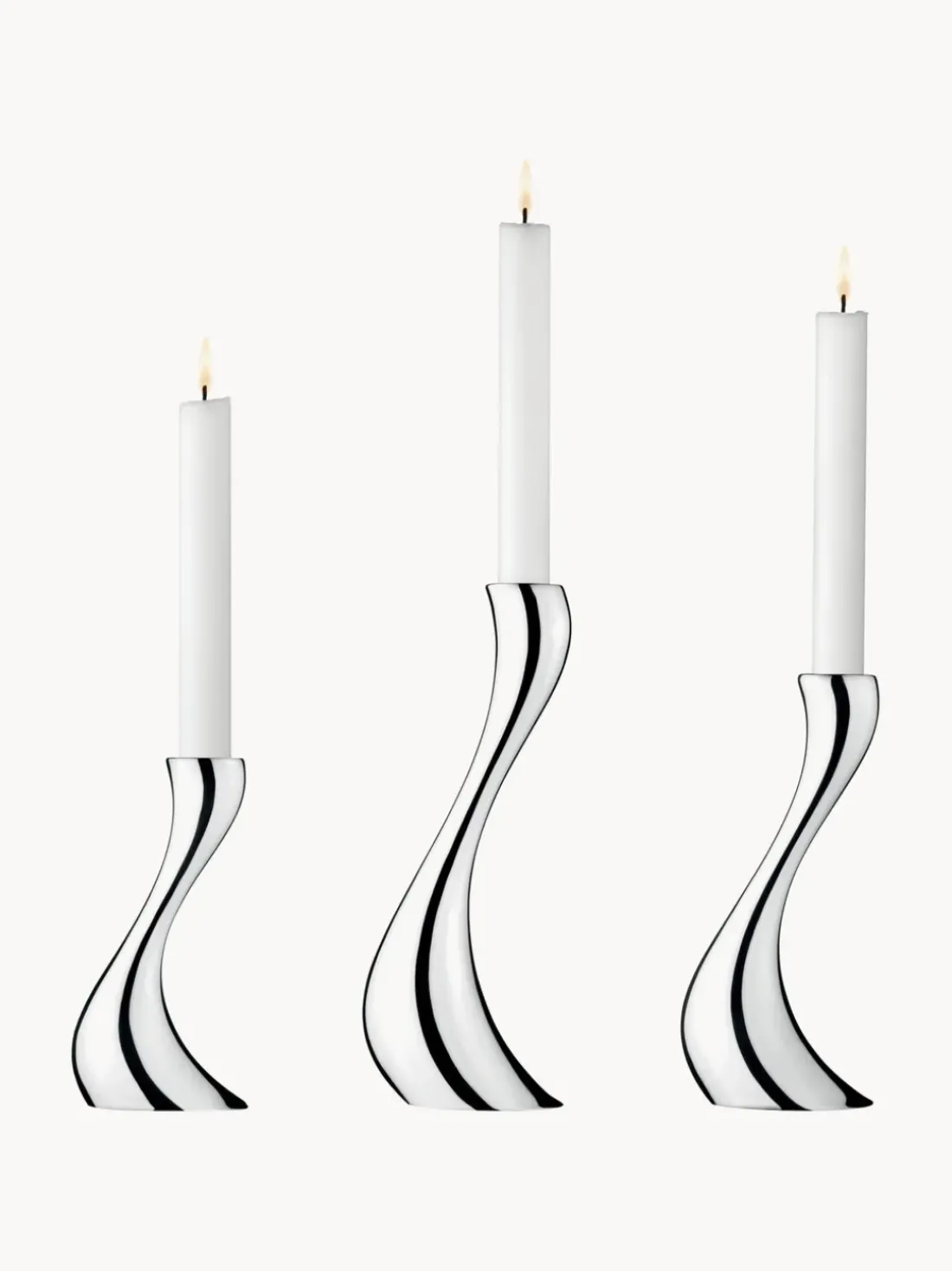 Set de candelabros de acero inoxidable Cobra, 3 uds.