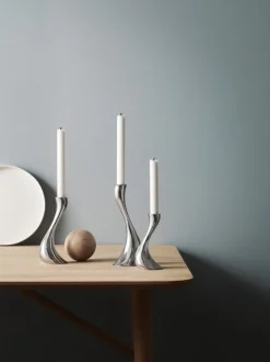 Set de candelabros de acero inoxidable Cobra, 3 uds.