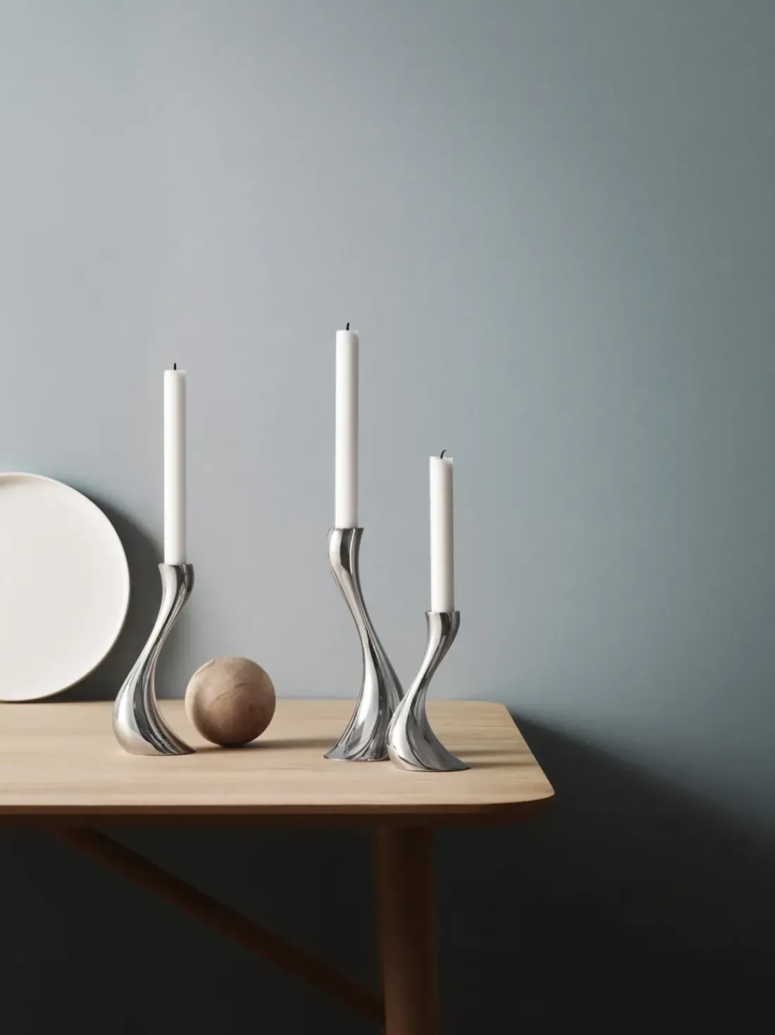 Set de candelabros de acero inoxidable Cobra, 3 uds.