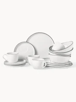 Set de desayuno artesanal de porcelana Salt, 4 comensales (16 pzas.)
