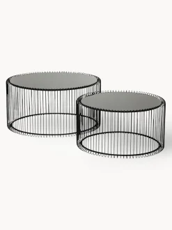 Set de mesas de centro Wire, 2 uds., tablero de vidrio