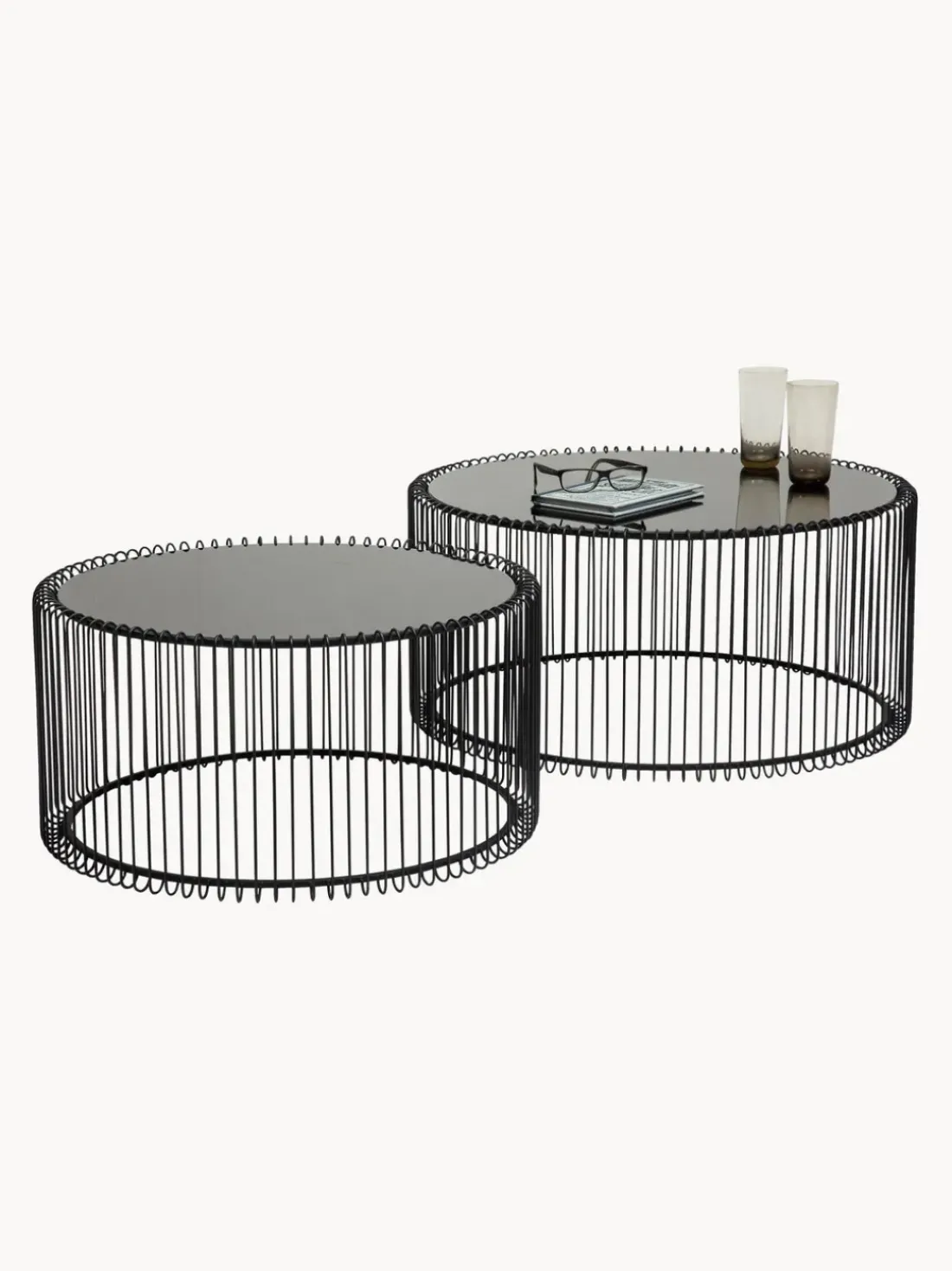 Set de mesas de centro Wire, 2 uds., tablero de vidrio
