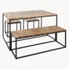 Set de muebles de jardín de madera de robinia Alois, 4 pzas.
